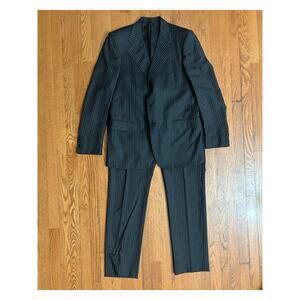 Francesco Smalto Paris Suit 56R-46R US – Black Pinstripe 100% Wool Made in Italy